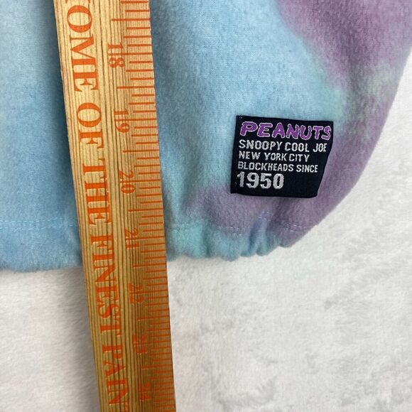 Peanuts Sweater Womens XXL 2XL Blue Tie Dye  Long Sleeve 1/4 Zip Crop Top Casual - Picture 7 of 10